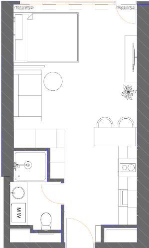 Студия, 34.9 м²