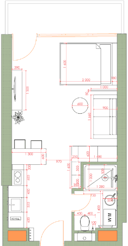 Studio, 34.7 m²