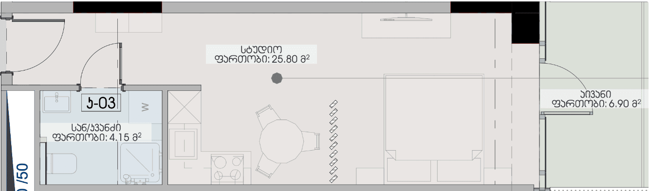 Студия, 36.9 м²