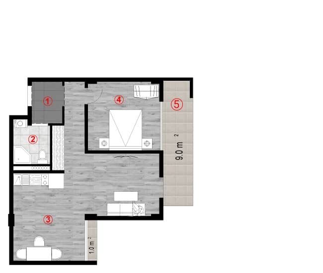 1-комн., 62 м²