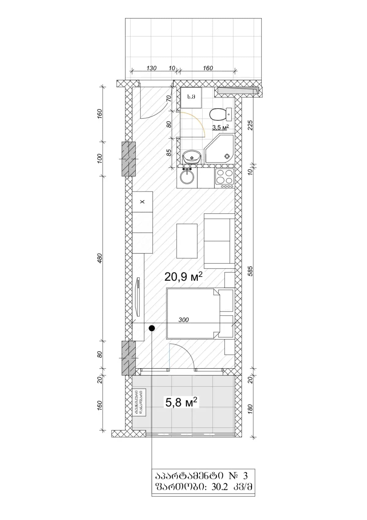 Studio, 30.2 m²