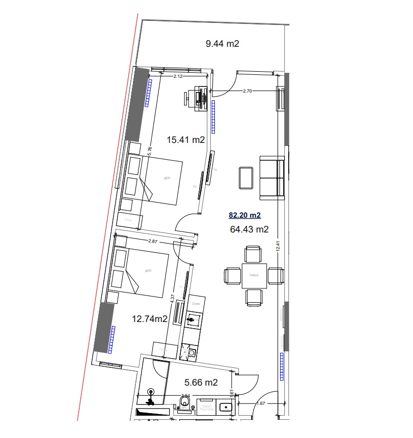 两居室, 82.2 m²