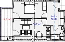 1-комн., 61.7 м²