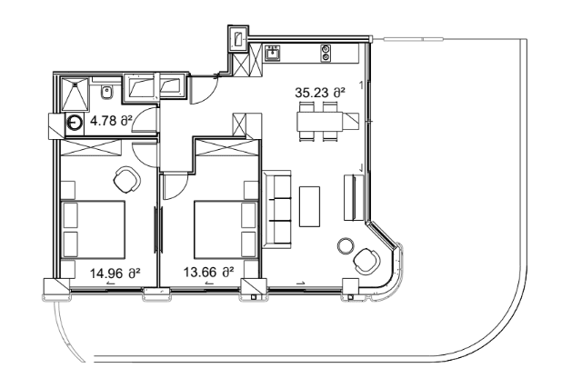 2-room, 133.5 m²