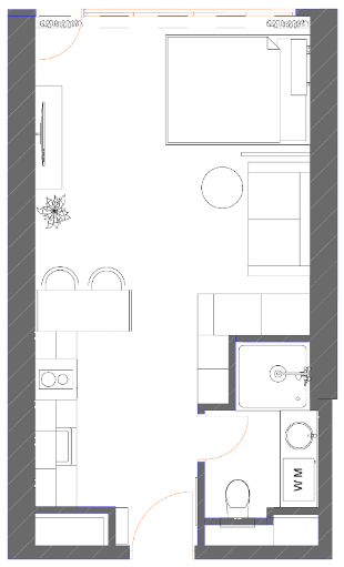 Studio, 34.9 m²