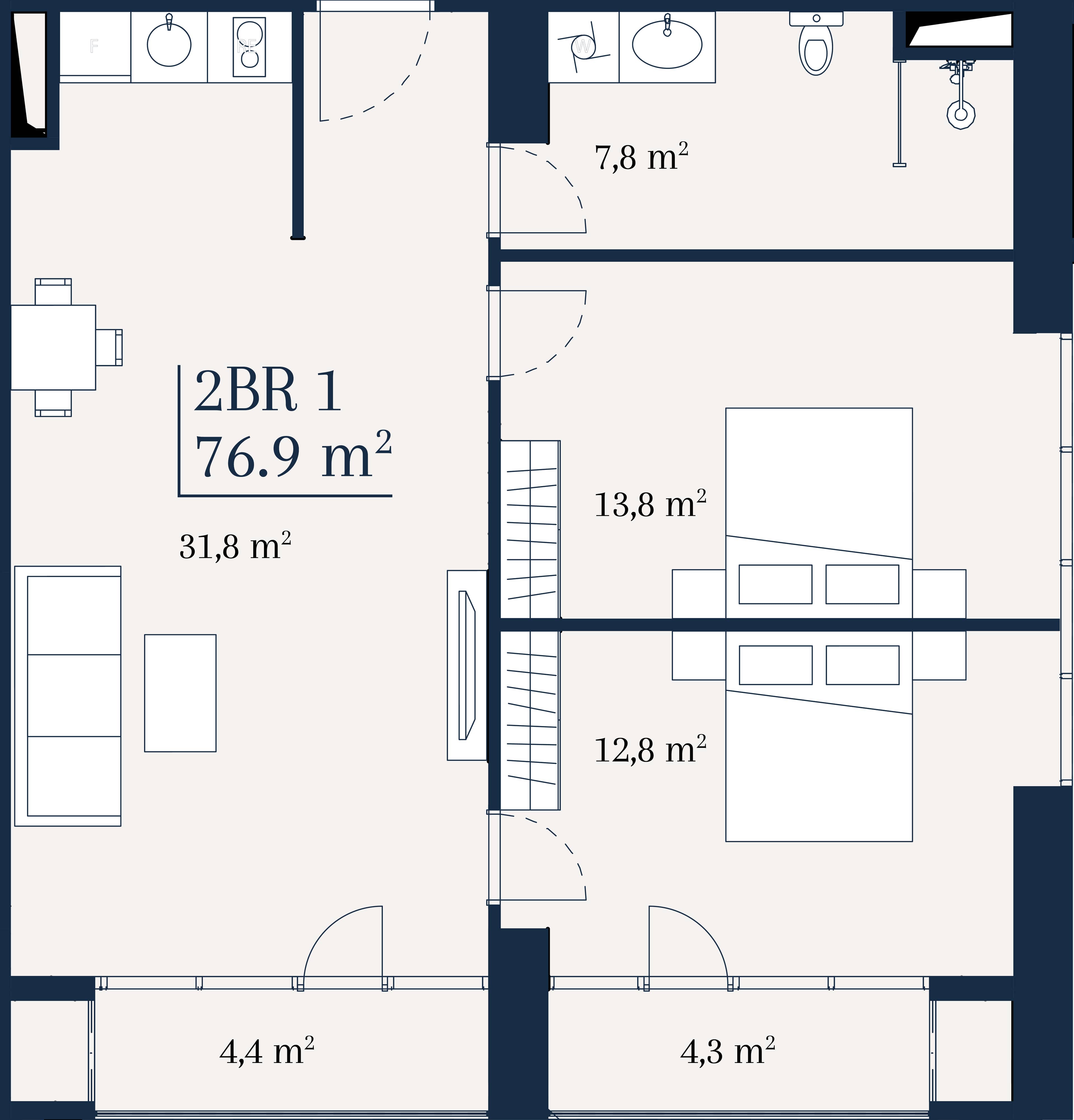 2-комн., 76.9 м²