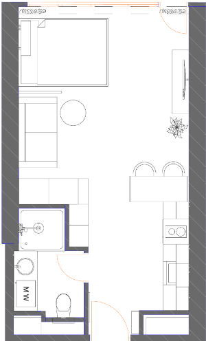 Студия, 34.9 м²