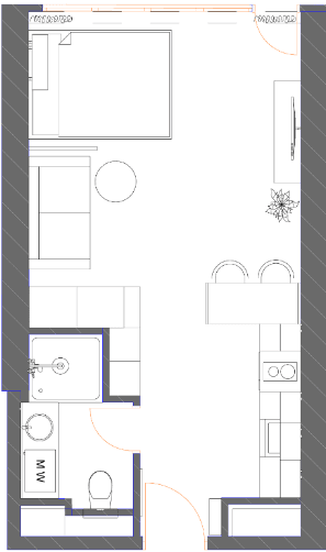 Студия, 34.9 м²