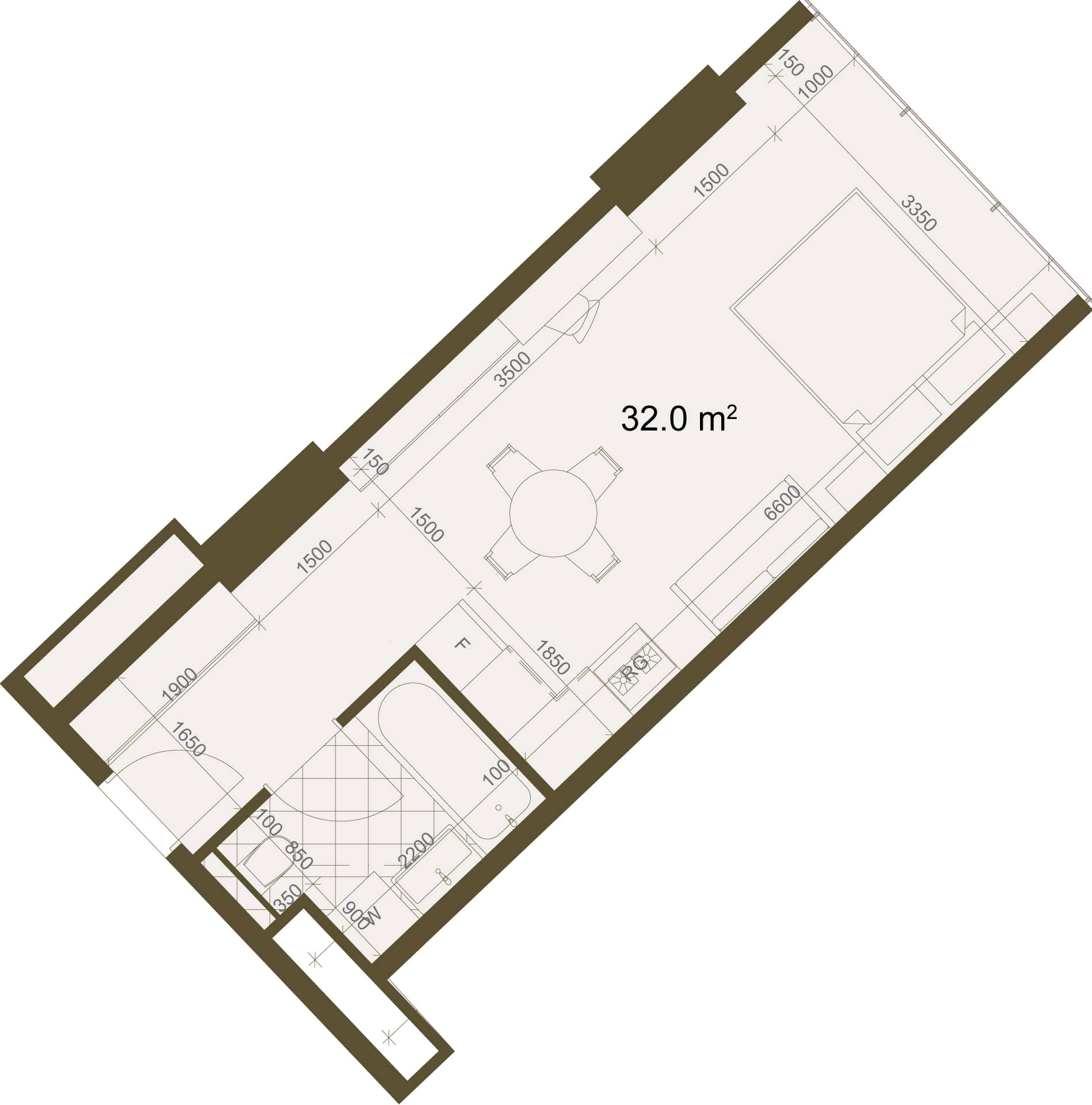 Studio, 32 m²