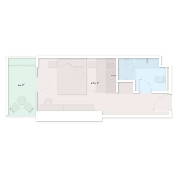 استوديو, 30.5 م²