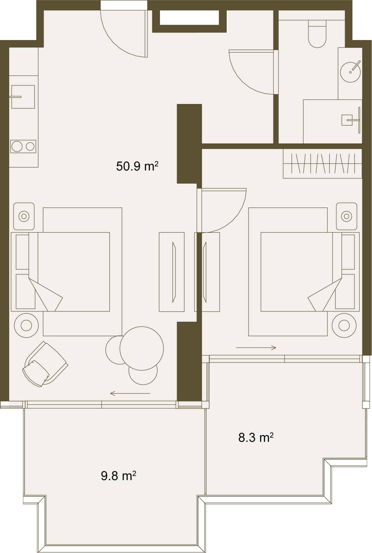 1-комн., 68.3 м²