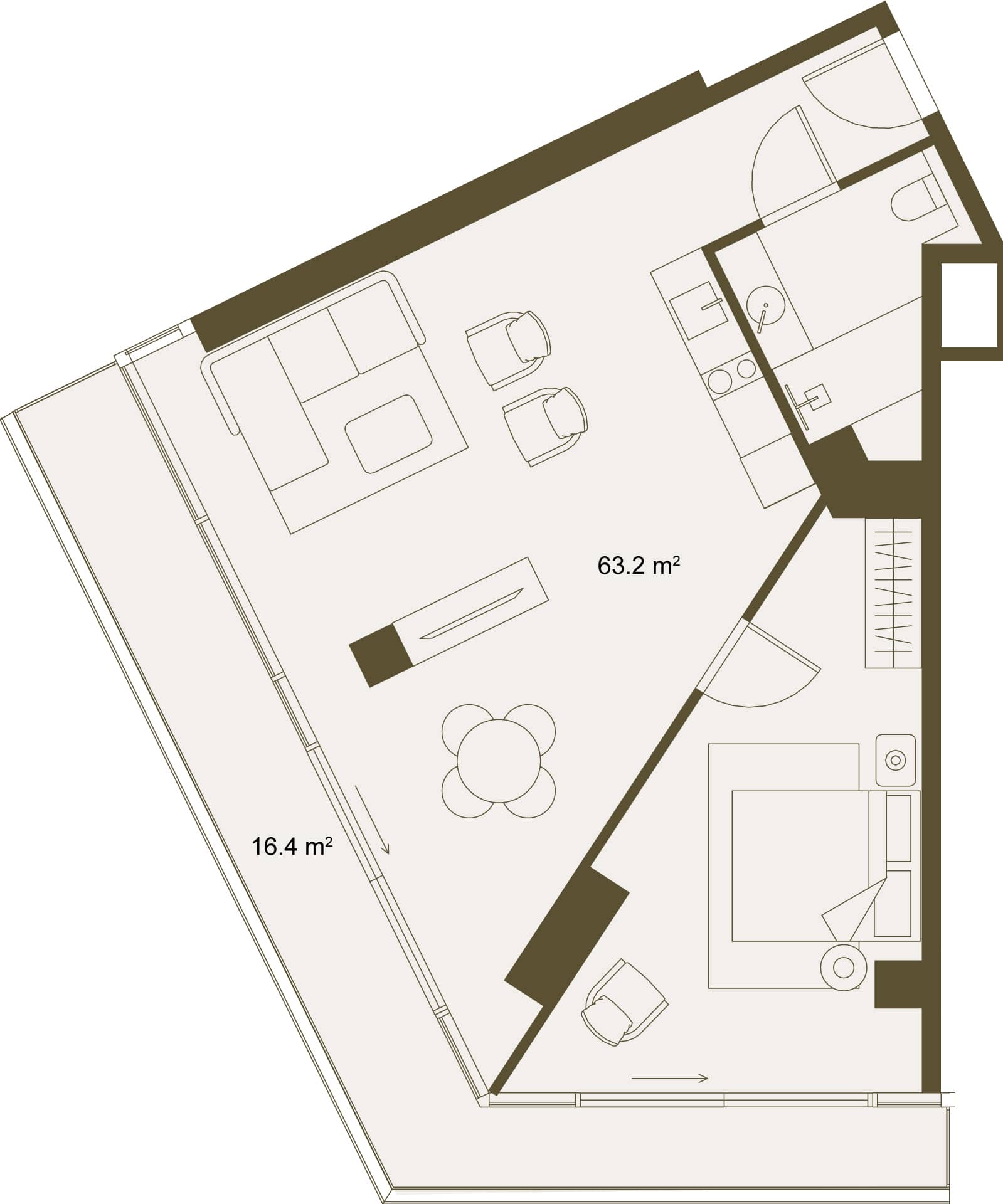 1-room, 77.8 m²