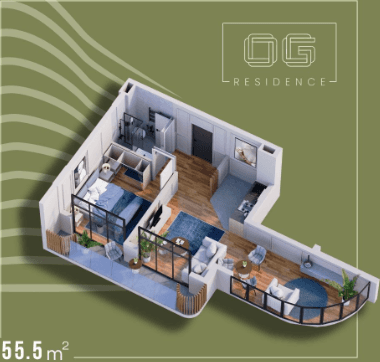 1-комн., 55.5 м²