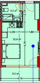 Студия, 34.2 м²