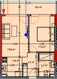 一居室, 50.8 m²