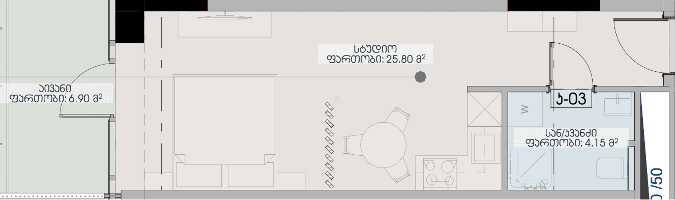 Студия, 36.9 м²
