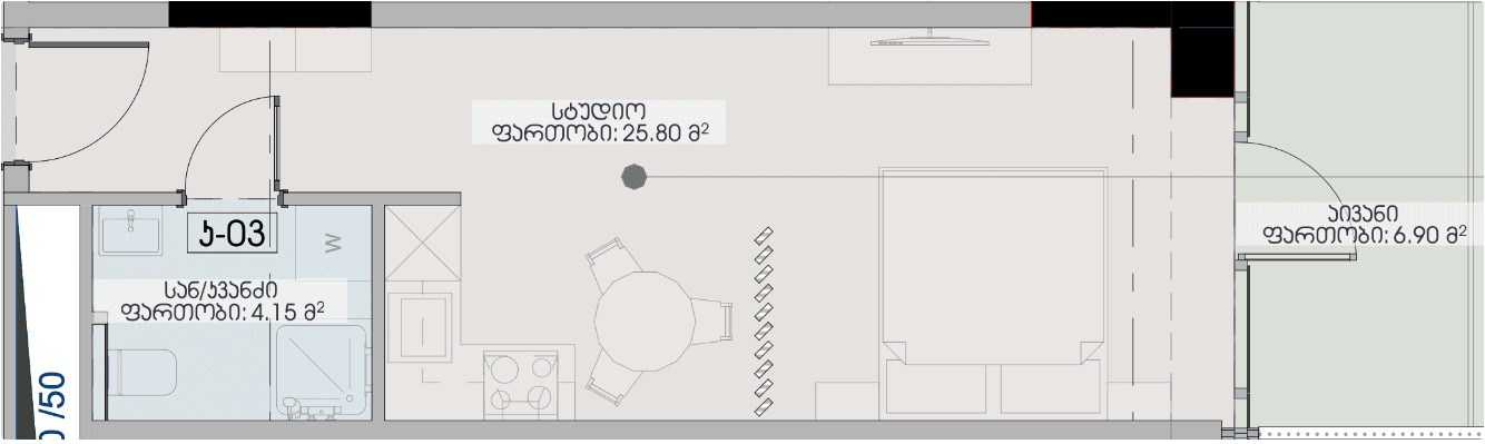 Studio, 36.9 m²
