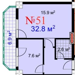 一居室, 39.7 m²