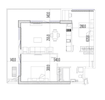 3-room, 83.5 m²
