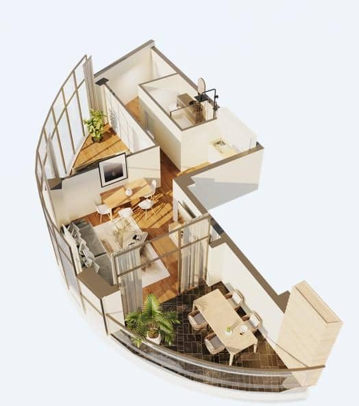 一居室, 55 m²