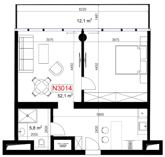 一居室, 70 m²