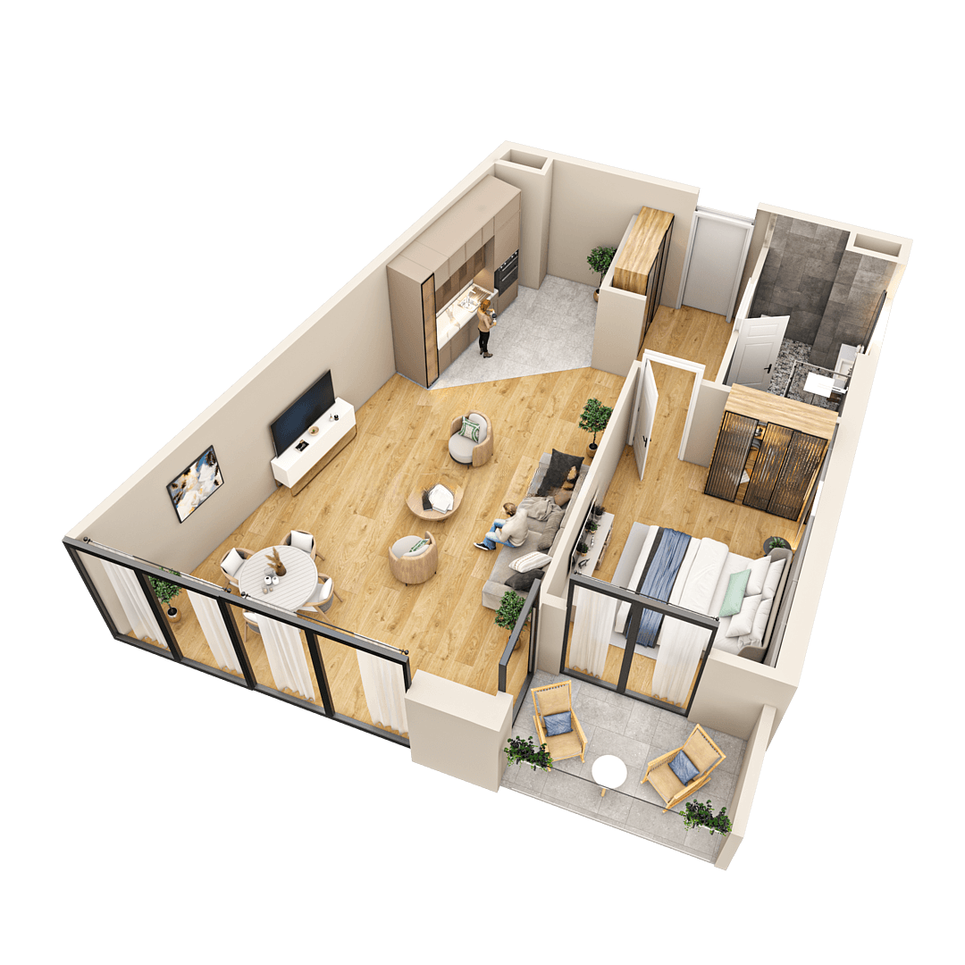 两居室, 65.4 m²