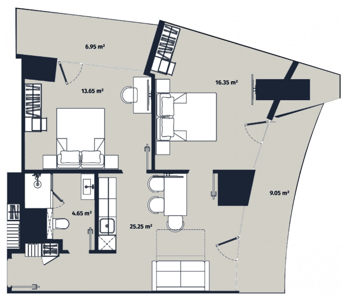 两居室, 75.9 m²