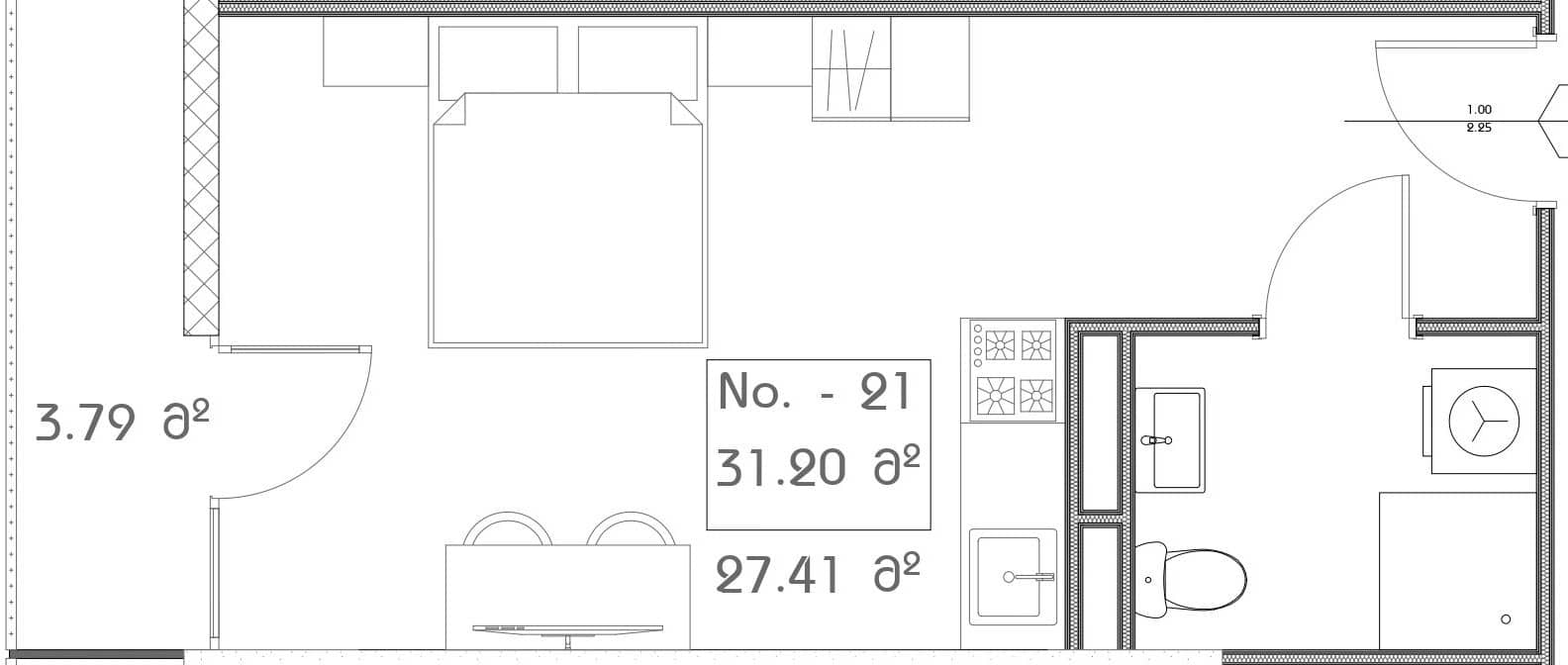 Студия, 31.2 м²