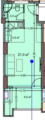 单间, 37.3 m²