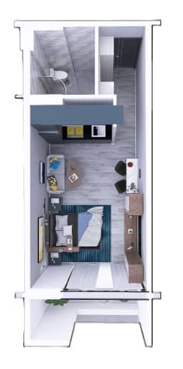 Студия, 33.6 м²