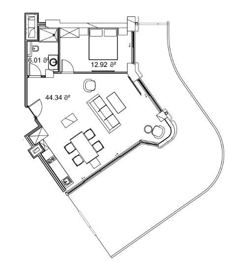 1-комн., 121.3 м²