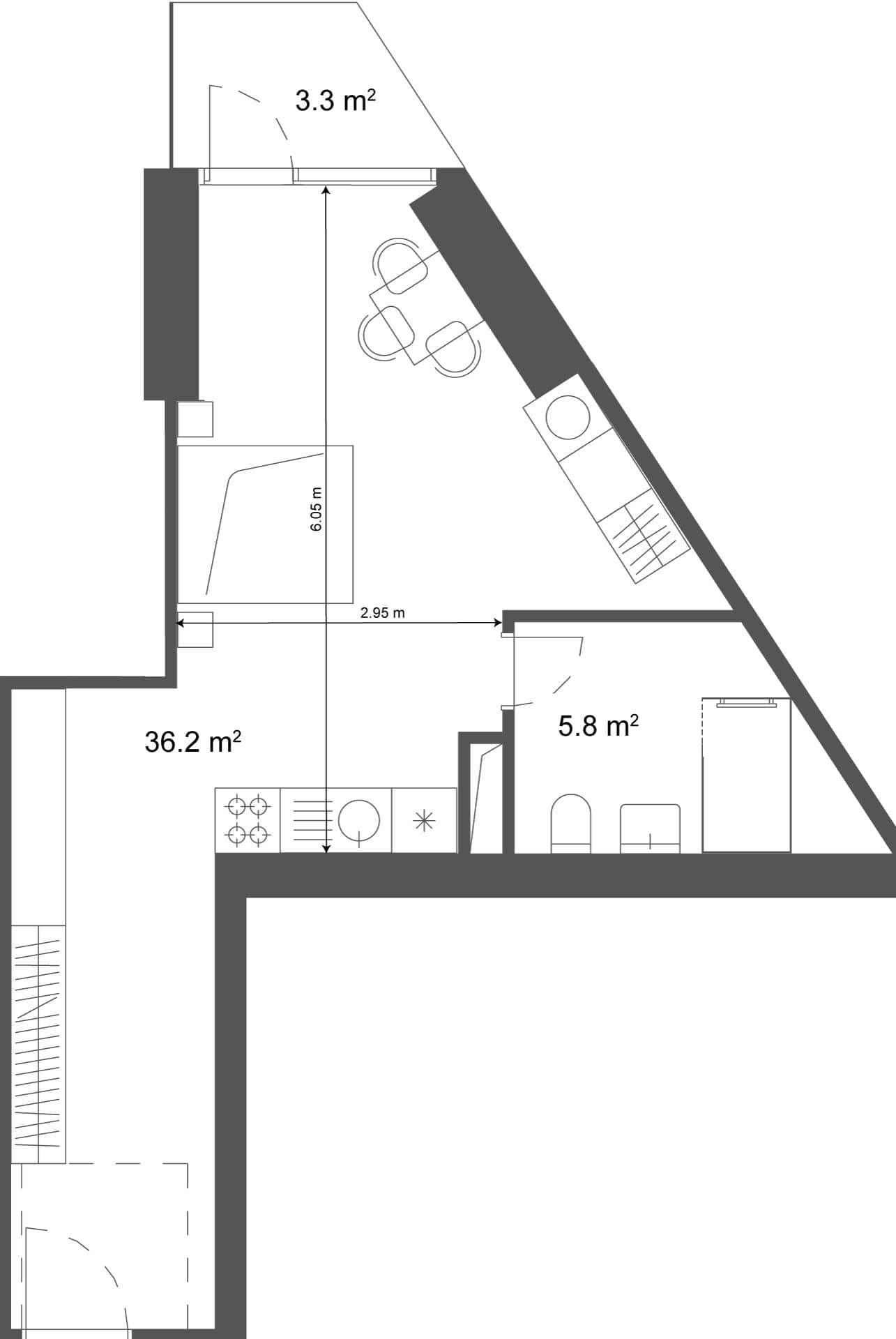 Студия, 39.5 м²