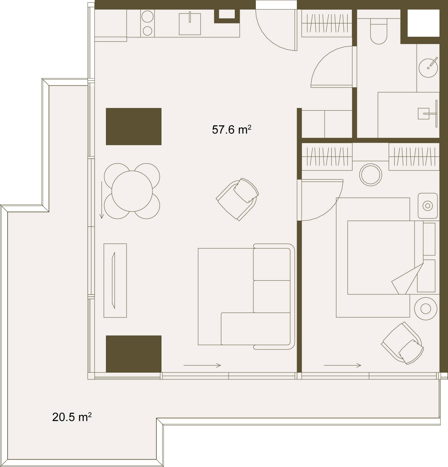 一居室, 78.2 m²