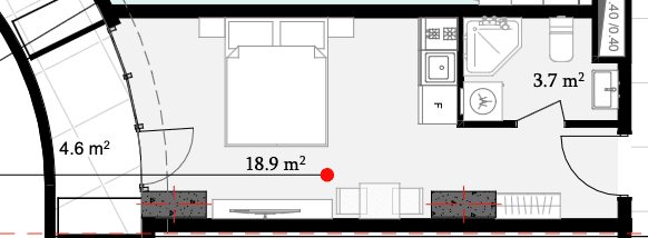 单间, 27.2 m²
