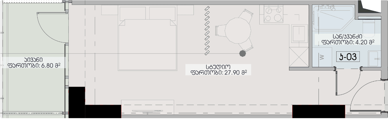 סטודיו, 38.9 מ״ר