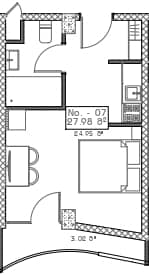 单间, 28 m²