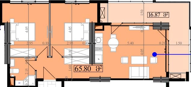 两居室, 82.7 m²