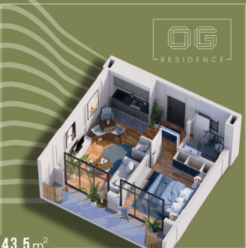 1-комн., 43.5 м²