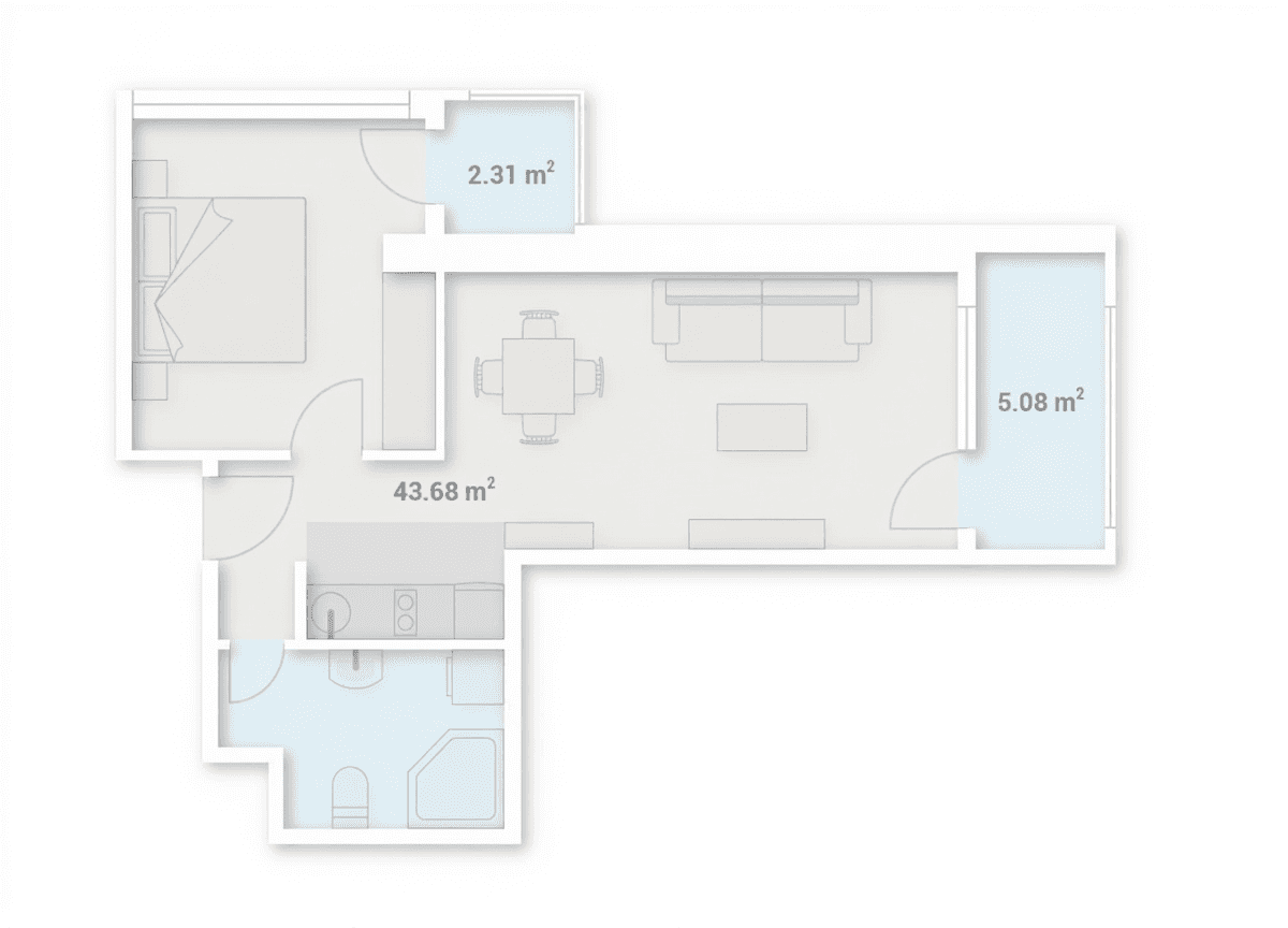 2-комн., 51.1 м²