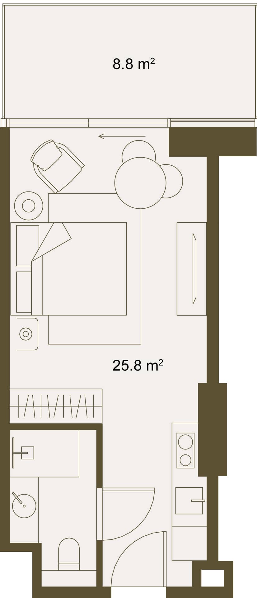 סטודיו, 34.6 מ״ר