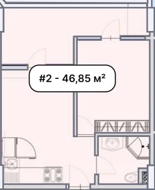 1-room, 46.9 m²