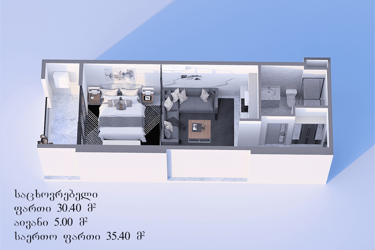 单间, 35.4 m²
