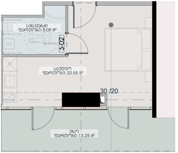 Studio, 38.9 m²