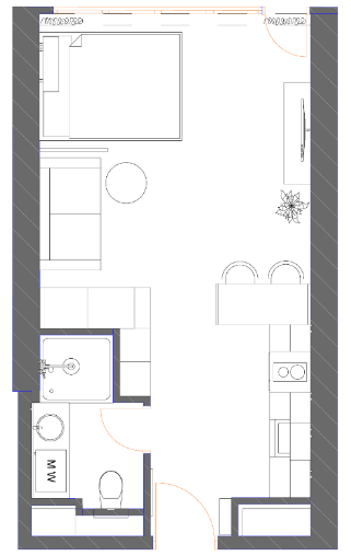 单间, 42.1 m²