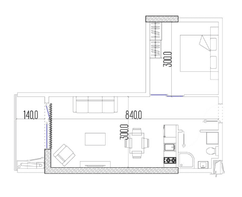 2-room, 40 m²