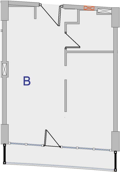 1-room, 43.5 m²