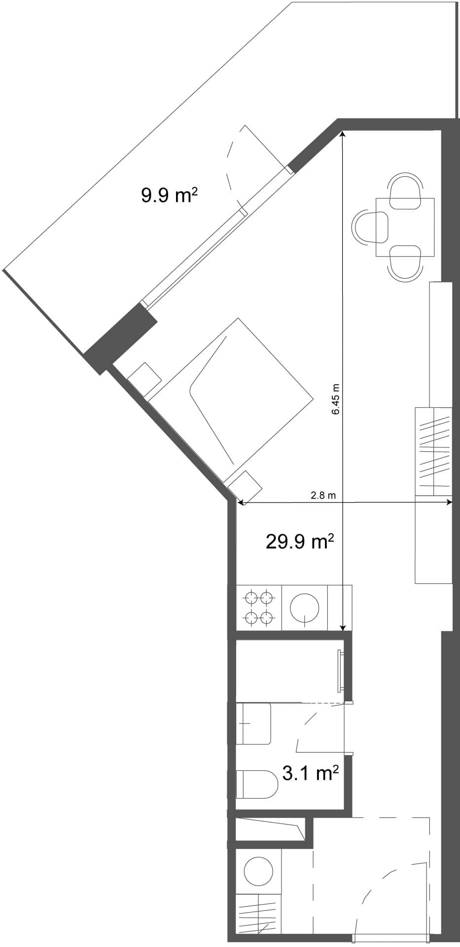 Studio, 39.8 m²