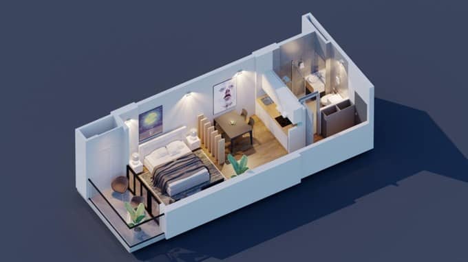 Студия, 35.4 м²