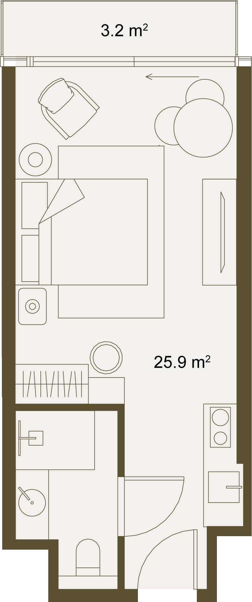 Студия, 29.1 м²