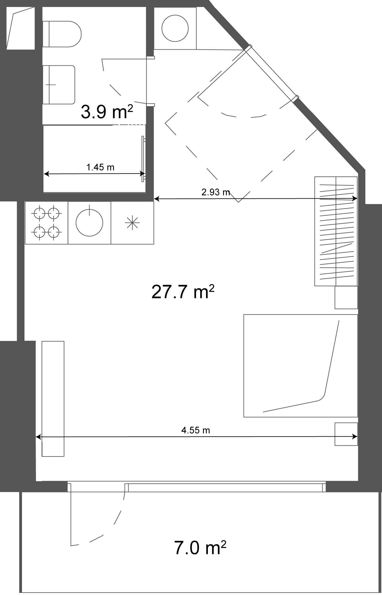 סטודיו, 34.7 מ״ר